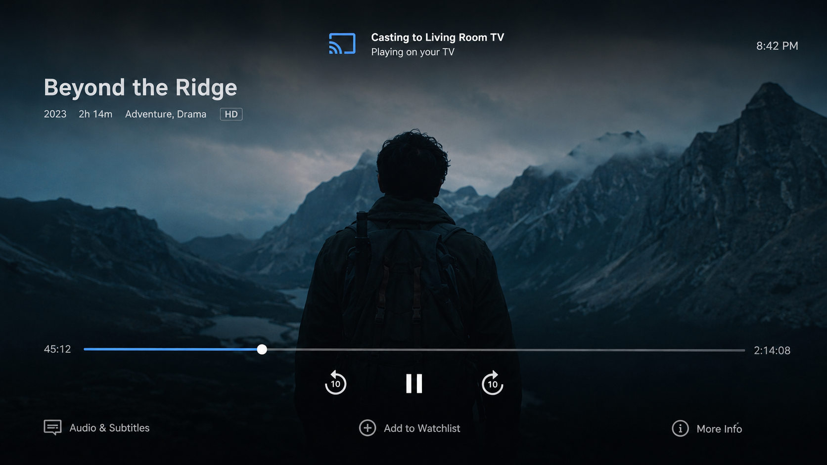 Casted content on the in-room TV